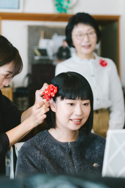 ヘアアクセサリー・お揃い、ファミリーフォトウェディング，富山