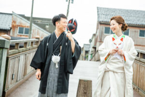 富山県射水市にあるウエディングフォトスタジオシャトンで行った新郎新婦のフォトウェディング