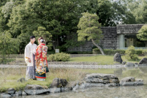 富山県射水市にあるウエディングフォトスタジオシャトンで行った新郎新婦のフォトウェディング